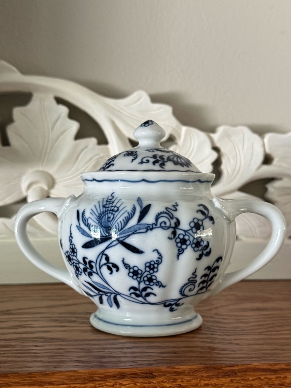 Blue Danube Blue and White Porcelain Sugar Bowl with Lid